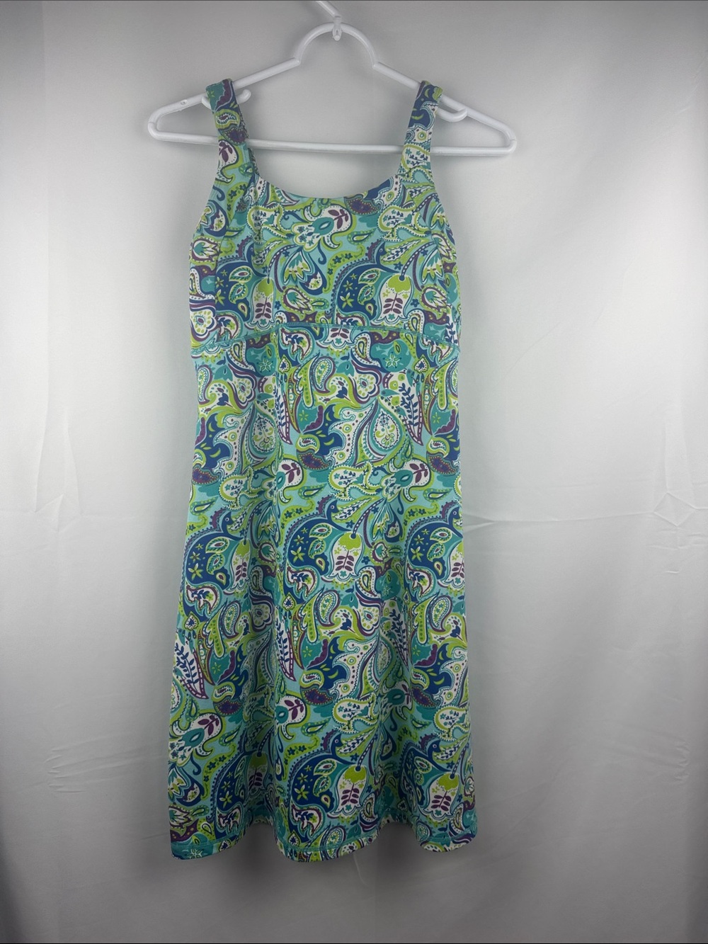 Title Nine Dream Dress Floral Paisley Green Blue Size S Stretch
